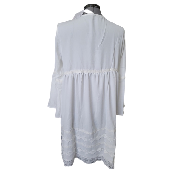 NWT White Oversized Peasant Lace Flowy Boho Cottage Core Dress Size Medium Large - Picture 4 of 11